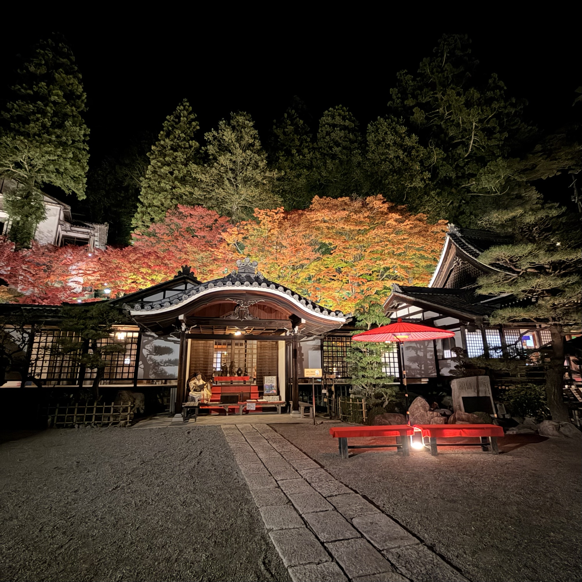 下呂温泉街 温泉寺 紅葉ライトアップ